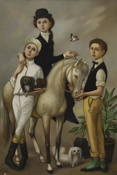 Philippe Henri Noyer — La cavalière et 2 enfants,