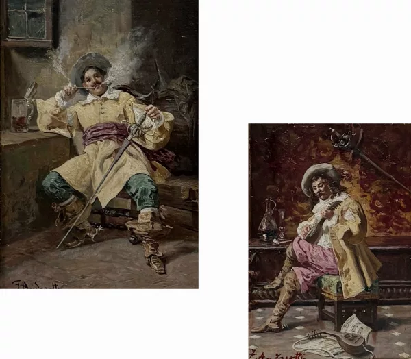 Federico Andreotti — Mousquetaire à la pipe et mousquetaire au luth