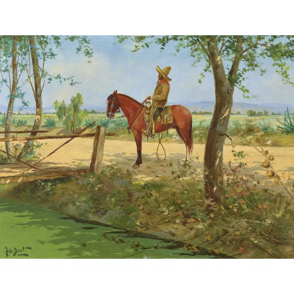 Fernando Best Pontones — Landschaft mit mexikanischem Reiter.