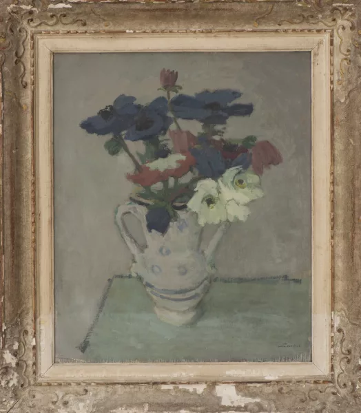Ideo Pantaleoni — Nature morte aux fleurs et vase blanc