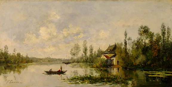 Paul Emmanuel Peraire — Paysage fluvial avec moulin
