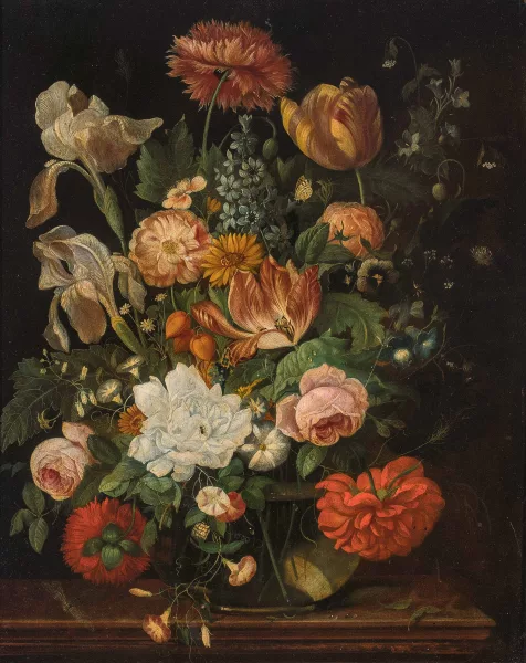 Franz Xaver Pieler — Stilleben mit Tulpen, Schwertlilien und Rosen