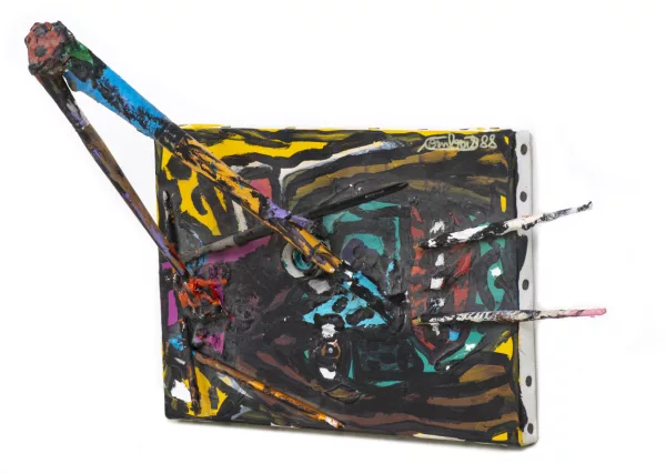 Robert Combas — Robert COMBAS (1957),Robert COMBAS (1957), 'TÊTE TABLEAU - TABLEAU PINCEAUX'