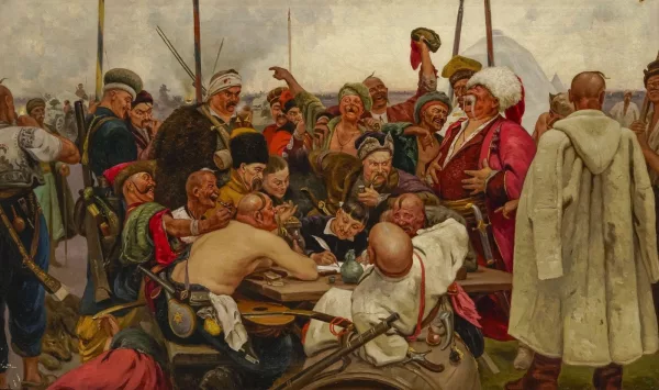 Ilia Répine — D’après Ilya Repin — Les Cosaques zaporogues écrivant une lettre au sultan de Turquie