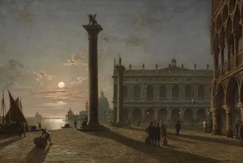 Henry Pether — Die Piazzetta in Venedig bei Nacht