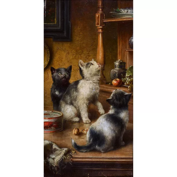 Carl Reichert — "Neugierige Kätzchen".