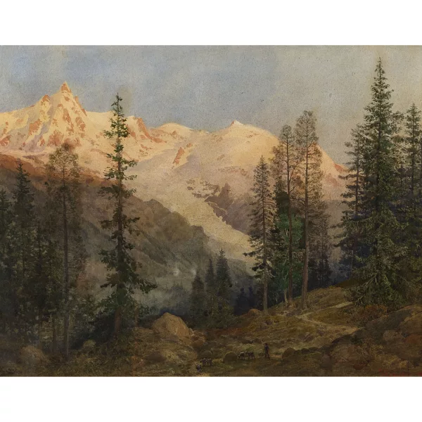 Wilhelm Hermann Adolf Lauter — Berglandschaft im Abendrot.
