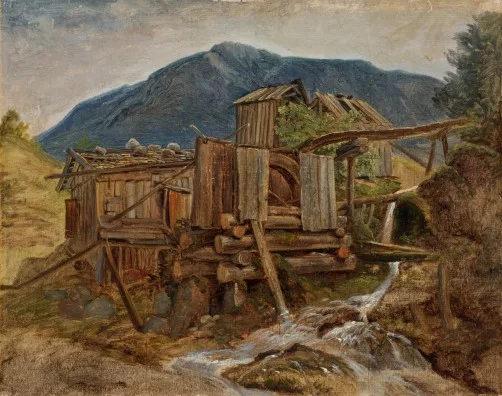 Carl Spitzweg — Verfallene Mühle im Hochgebirge, um 1836