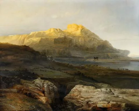 Jacob Jacobs — Sonnenuntergang im Nildelta mit einer Karawane