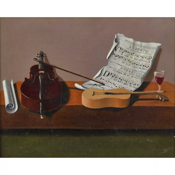 Georges Spiro — Nature morte avec violon, guitare et partition
