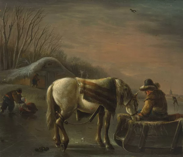Andries Vermeulen — Paysage hivernal avec un cheval