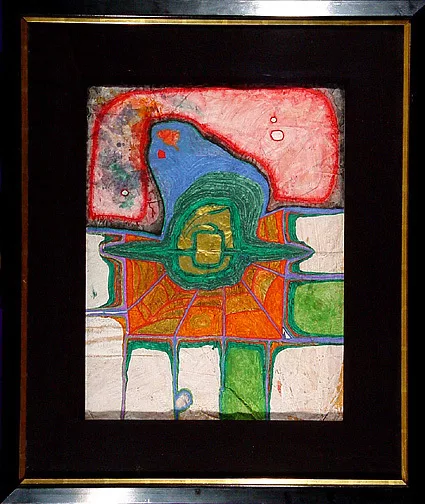 Friedensreich Hundertwasser — Die dritte Konsequenz einer deutschen Erde, die nun zum Spinnennetz wird, 1961