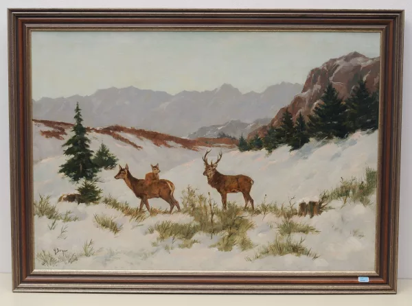 Georg Berger — Rotwild im verschneiten Gebirge