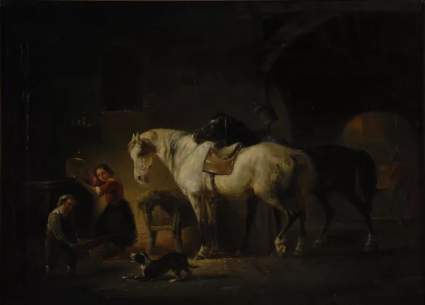 Eugene Hess — Deux enfants dans l'étable, 1860