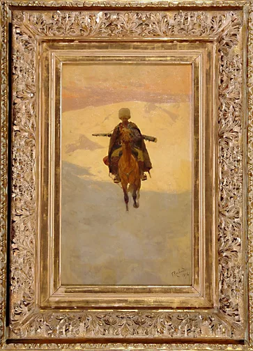 Franz Roubaud — Cosaque dans un paysage hivernal, 1892