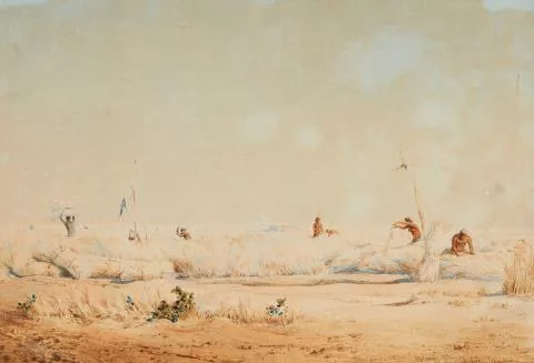 Friedrich Otto Georgi — Landschaft mit Feldarbeitern bei Dongola in Südnubien