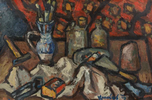 Milan Konjović — Malertisch, 1947