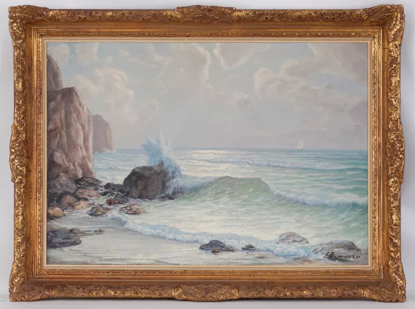 Giovanni Rovero — Giovanni Rovero (1885-1971), Bord de mer, huile sur