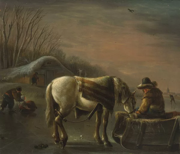 Andries Vermeulen — Paysage hivernal avec un cheval