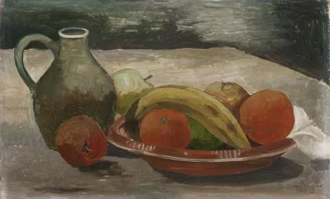Eberhard Viegener — Stilleben mit Krug und Obstschale