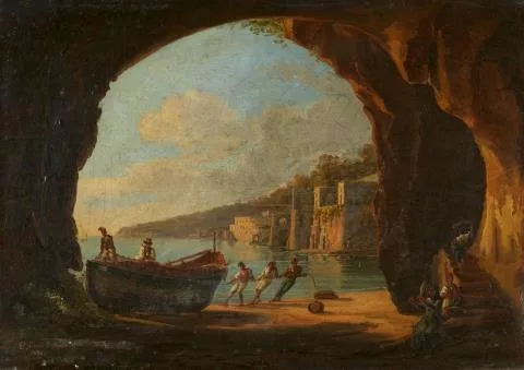 Consalvo Carelli — Felsengrotte am Golf von Neapel mit Blick auf das Meer