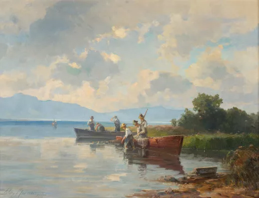 Willy Moralt — Fischer am Ufer des Chiemsees