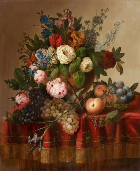 Louis Vidal — Stillleben mit Blumen und Früchten