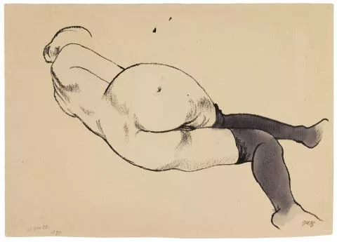 George Grosz — Liegender weiblicher Akt. Verso: Mutter und Sohn