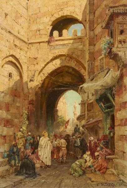 Carl Wuttke — Ansicht von Kairo mit dem Südtor der Stadtmauer (Bab Zuweila)
