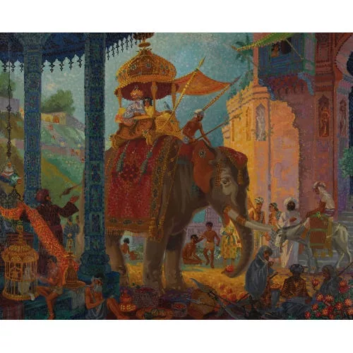 Dirk Hart — Attributed to DIRK HART — Indian procession with an elephant