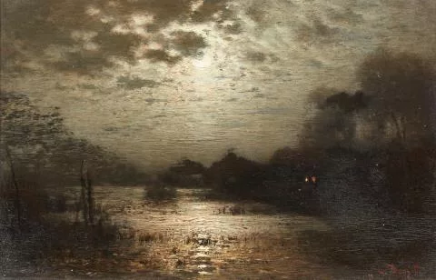Carl Ludwig Christoph Douzette — Seelandschaft bei Mondschein