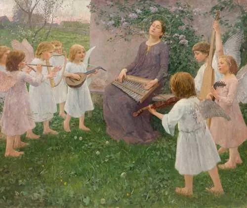 Wilhelm Volz — Die Heilige Cäcilia mit musizierenden Engeln. 1890.