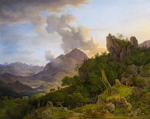 Max Josef Wagenbauer — Gebirgslandschaft bei Oberaudorf mit Inntal