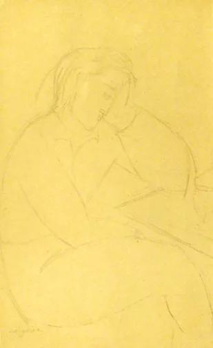 Amedeo Modigliani — Hommage de profil assis a une table, ca. 1916/17