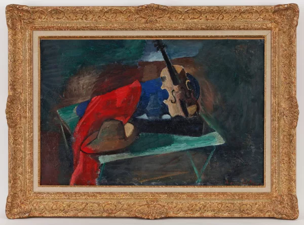 Amédée de La Patellière — Violon à la draperie rouge,