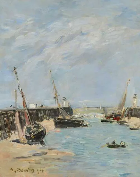 Eugène Boudin — Trouville, les jetées, marée basse, 1894
