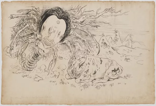 Rudolf Schlichter — Insecte fantaisie et cerf couché