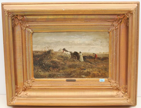 Albert Richter — Feldarbeiter mit Pferdefuhrwerk in der Puszta