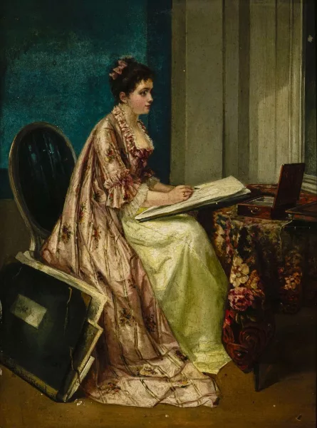 Jules De Senezcourt — Jeune fille dessinant