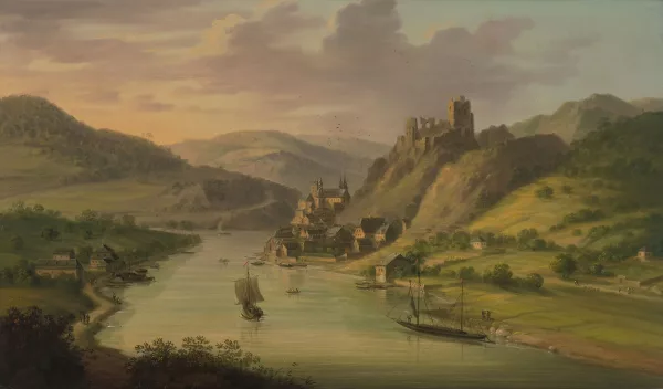 Jakob Diezler — Idealisierte Mosellandschaft mit Blick auf die Burgruine Metternich