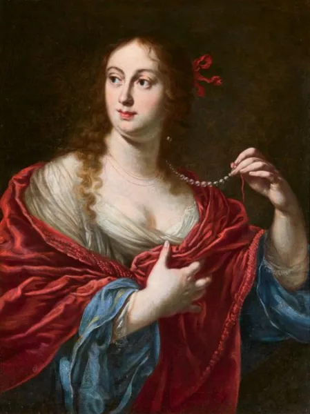 Justus Sustermans — Vittoria della Rovere, granduchessa di Toscana (1622-1694), con una collana di perle spezzata in mano