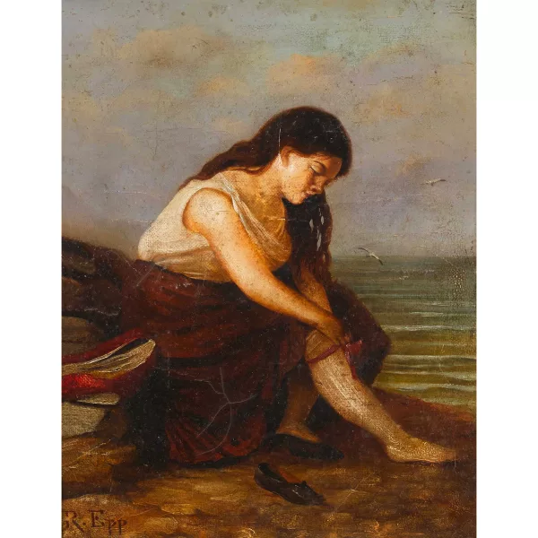 Rudolf Epp — Jeune fille en costume traditionnel se déshabillant