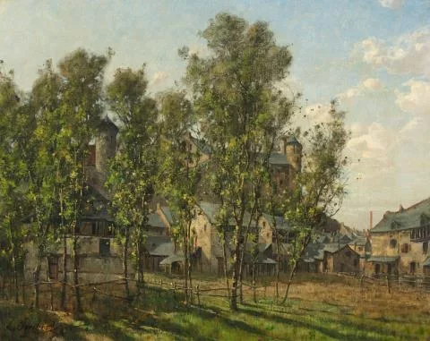 Léon Joubert — Landschaft mit Blick auf eine Burg und eine Stadt