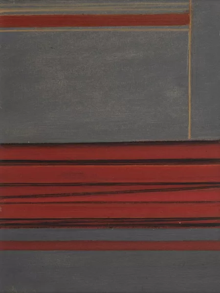 Luc Peire — Attribué à Luc Peire — Sans titre (composition abstraite rouge et grise)