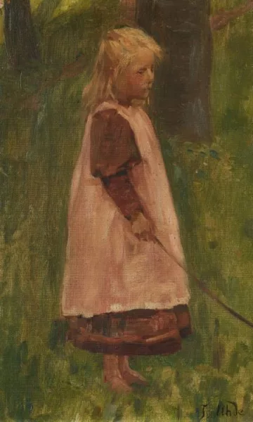 Fritz von Uhde — Kleines Mädchen vor Bäumen