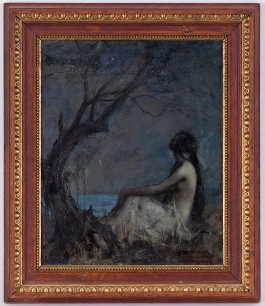Emmanuel Michel Benner — Femme à demi-nue au bord de l'eau,