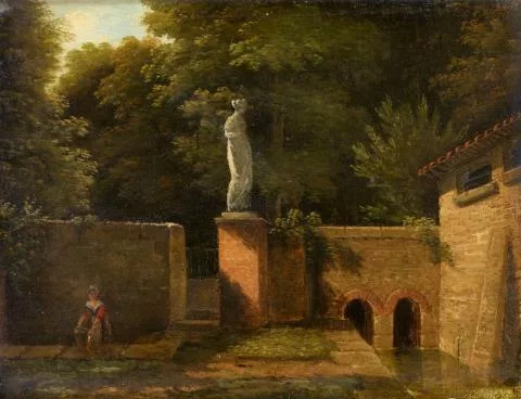 Jean-Victor Bertin — Ansicht einer Parkanlage mit Brunnen und Marmorskulptur