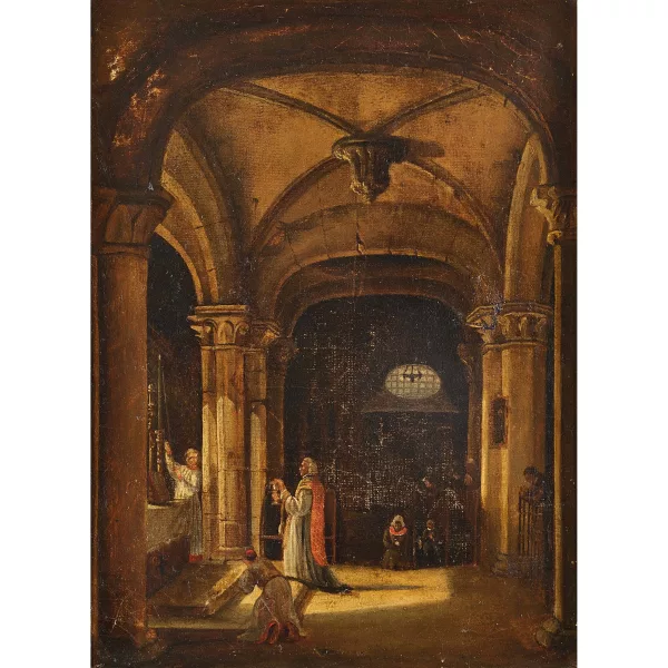 François Marius Granet — Attribué à FRANÇOIS MARIUS GRANET — "Intérieur de l'Église des Capucines (Rome)".