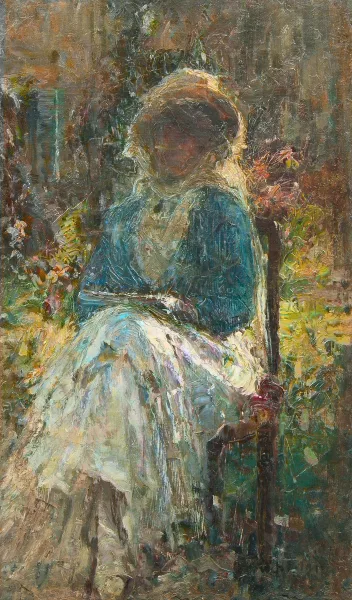 Alessandro Lupo — Frau im Garten sitzend