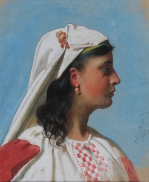 Emil Volkers — Bildnis einer jungen Italienerin in Tracht, 1869